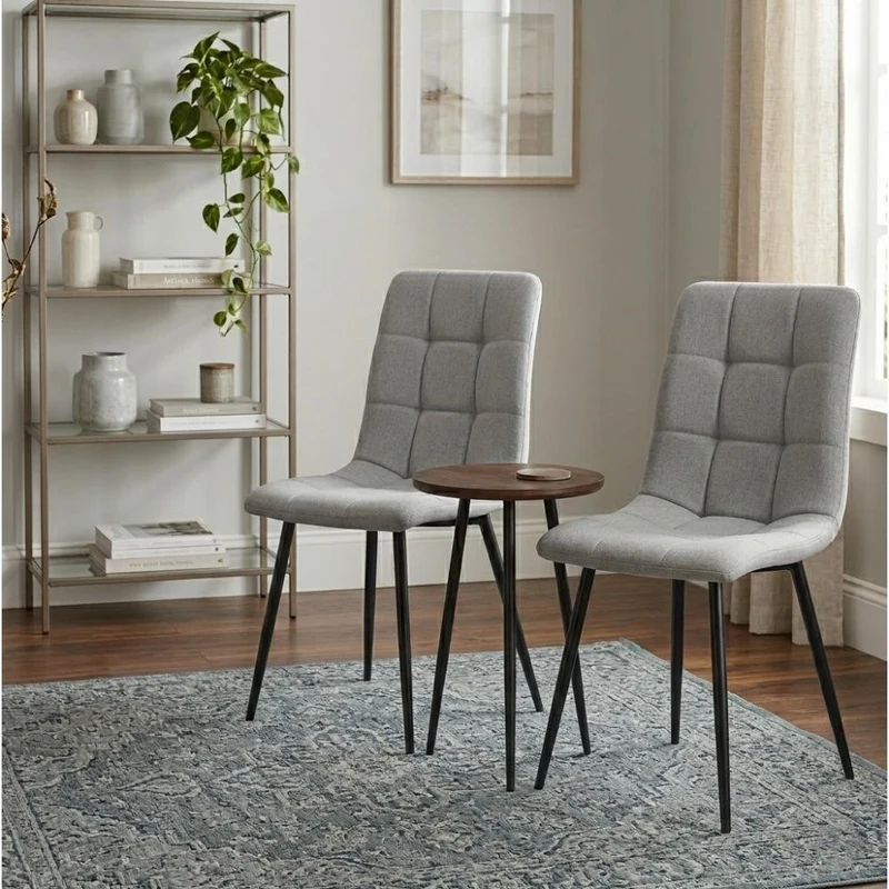 Set de 4 Sillas de Comedor Flex, Color Gris, con Espaldar y Diseño Moderno