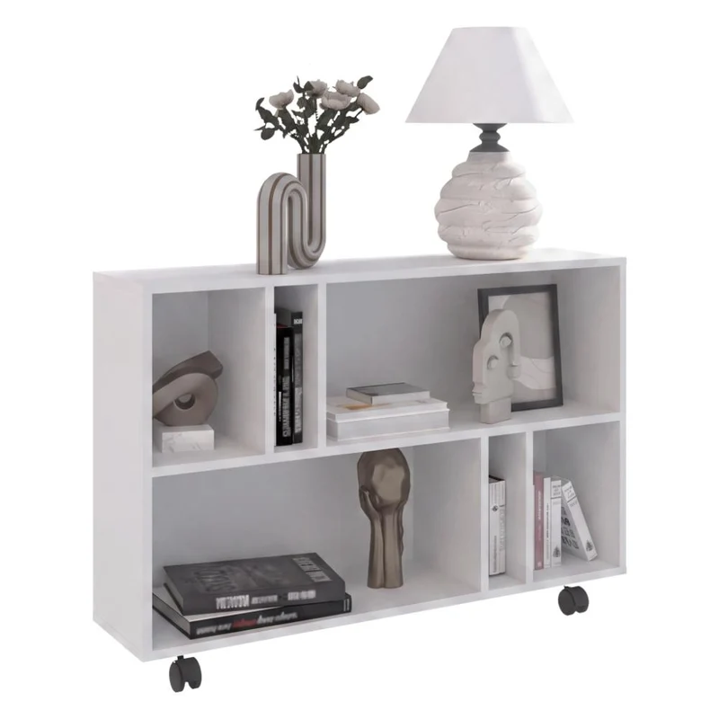 Mesa Auxiliar Jorge, Blanco, con Espacio para Guardar Objetos Como Libros y Decoración ZF