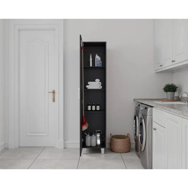 Mueble de Aseo Vinto, Wengue, con Colgador de Escobas ZF