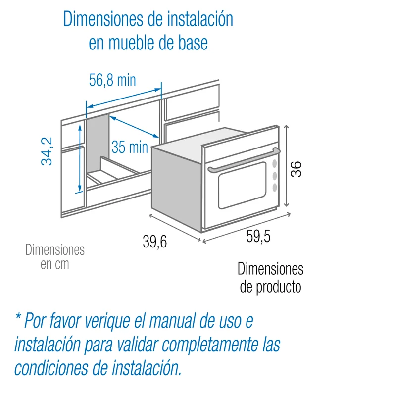 Horno Empotrar Eléctrico Inox 60cm 35lts 220V Challenger He2495