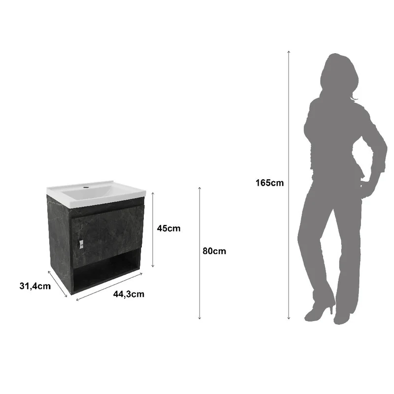 Mueble de Baño con Lavamanos Linz - Mármol grafito