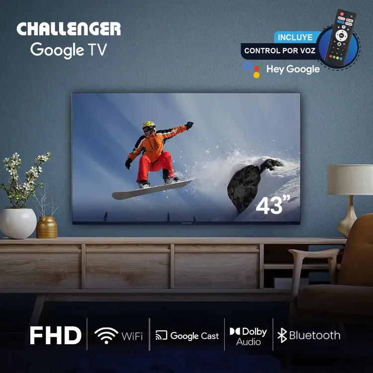 Televisor 43" LED Full HD Google TV, Incluye Soporte de Pared