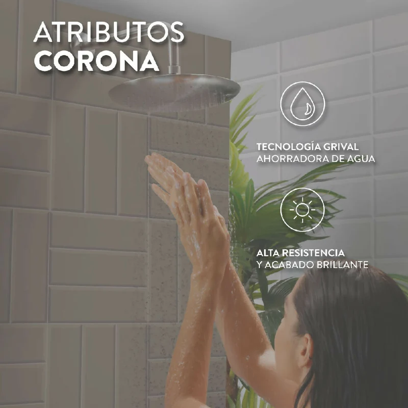 Ducha Ultra Ahorradora Liquid 8 Pulgadas Cromo Corona