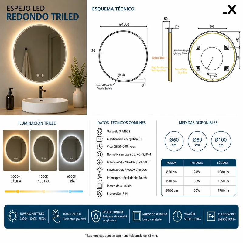 Espejo de Baño Torino Ledimex