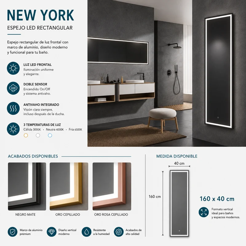 Espejo de baño New York Ledimex