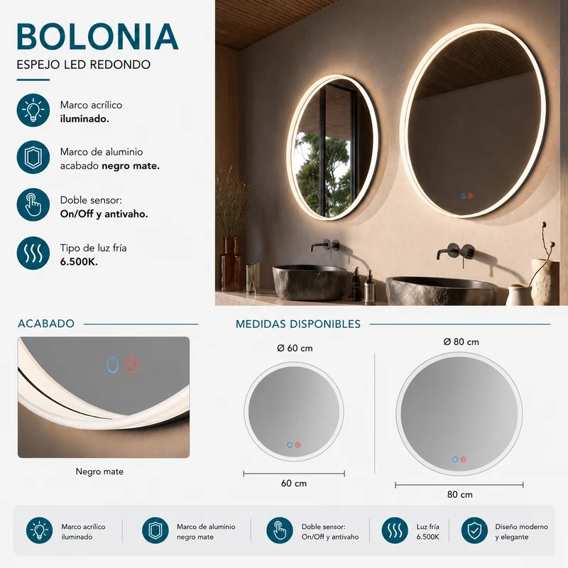 Espejo de baño Bolonia Ledimex