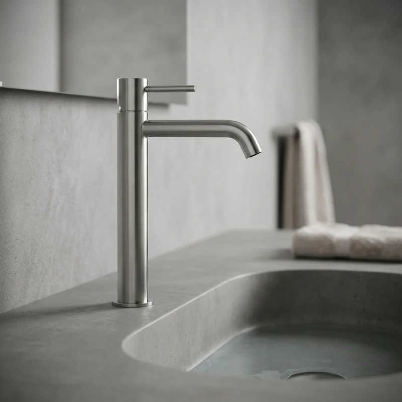 Grifo de lavabo alto Monomando Serie Monza Acabado Niquel -Imex
