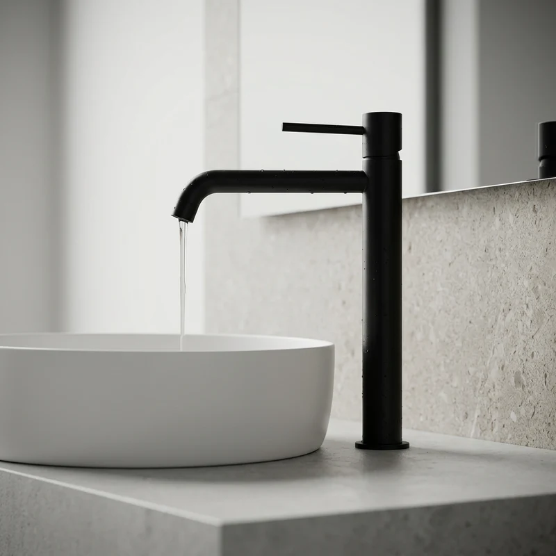 Grifo de lavabo alto Monomando Serie Monza Acabado Negro Mate -Imex