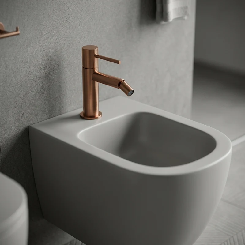 Grifo de Bidet Monomando Serie Monza Acabado Oro Rosa Cepillado -Imex