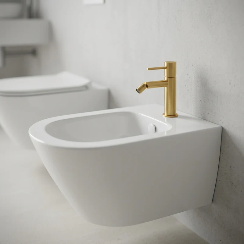 Grifo de Bidet Monomando Serie Monza Acabado Oro Cepillado -Imex