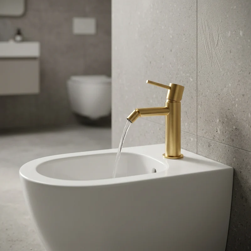 Grifo de Bidet Monomando Serie Monza Acabado Oro Cepillado -Imex