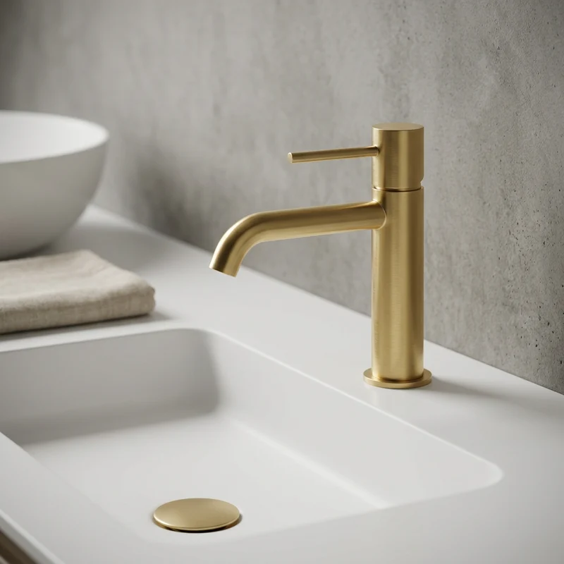 Grifo de lavabo Monomando Serie Monza Acabado Oro Cepillado -Imex
