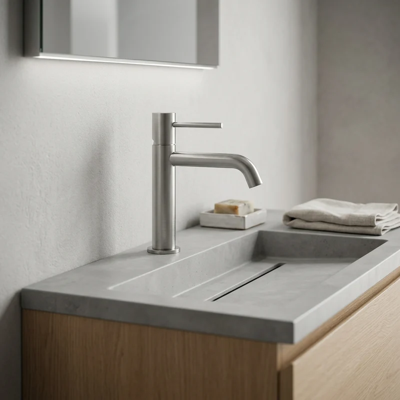 Grifo de lavabo Monomando Serie Monza Acabado Níquel -Imex