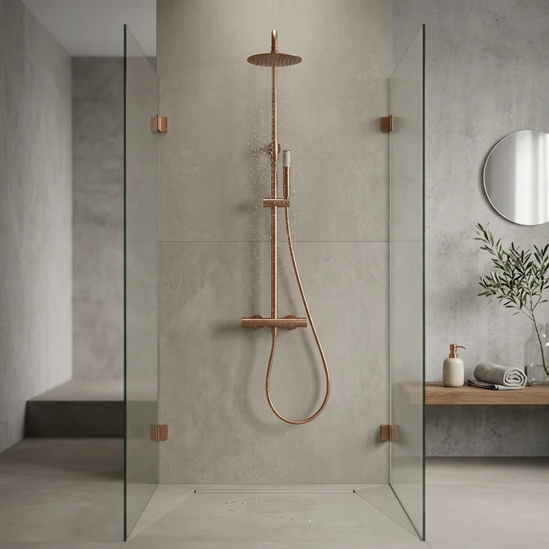 Columna de ducha Termostática Serie Monza Acabado Oro Rosa -Imex