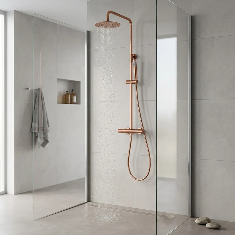Columna de ducha Termostática Serie Monza Acabado Oro Rosa -Imex