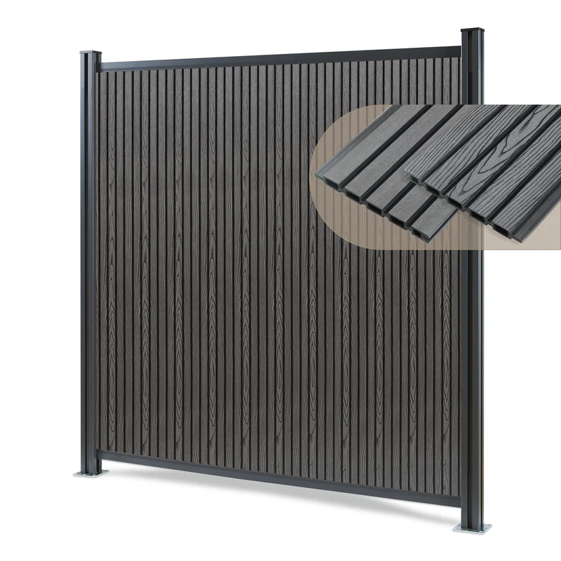Valla jardin exterior Grassano con 1/2 postes Aluminio WPC NEU.HOLZ