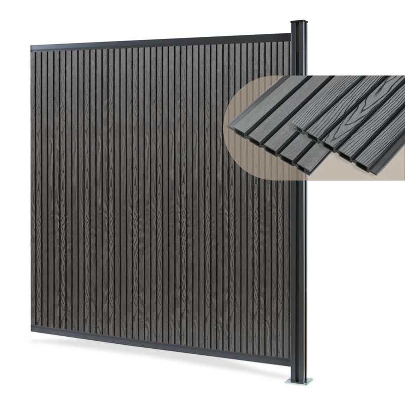 Valla jardin exterior Grassano con 1/2 postes Aluminio WPC NEU.HOLZ