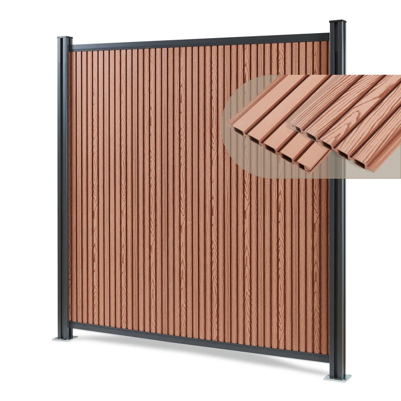 Valla jardin exterior Grassano con 1/2 postes Aluminio WPC NEU.HOLZ