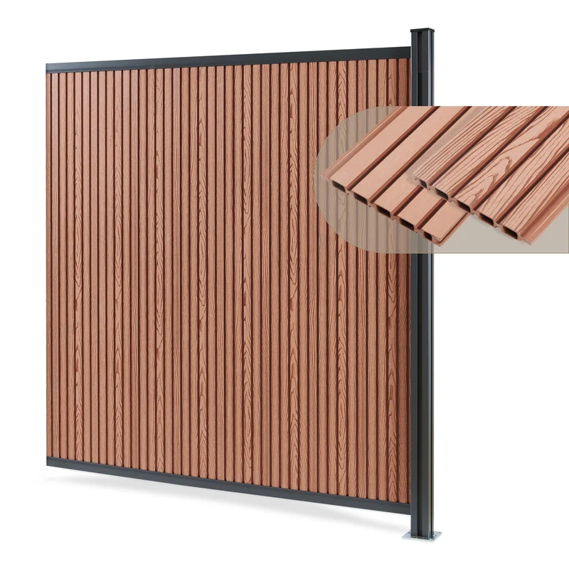 Valla jardin exterior Grassano con 1/2 postes Aluminio WPC NEU.HOLZ