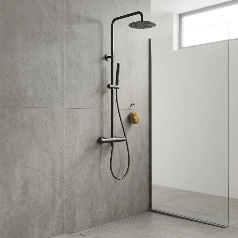 Columna de ducha Termostática Serie Monza Acabado Black Gun Metal -Imex