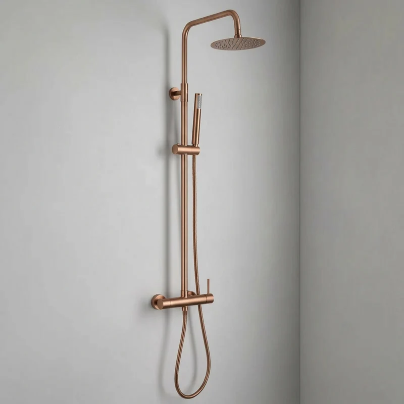 Columna de ducha Monomando Serie Monza Acabado Oro Rosa Cepillado -Imex