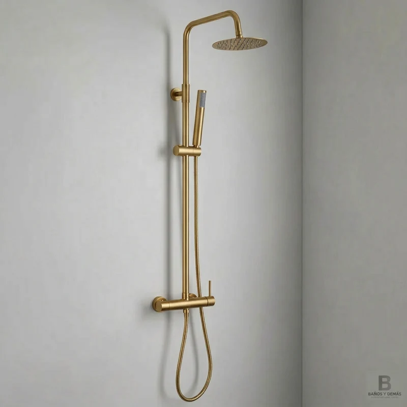 Columna de ducha Monomando Serie Monza Acabado Oro Cepillado -Imex