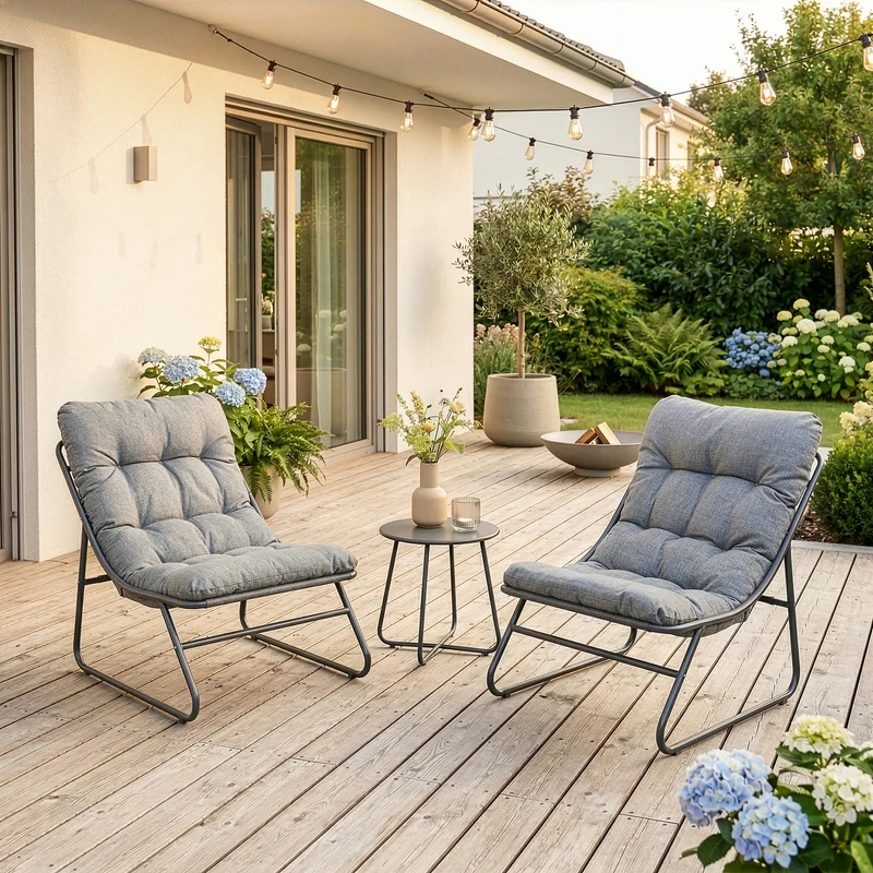 Conjunto de muebles de jardín Malmö mesa + 2 sillones [casa.pro]