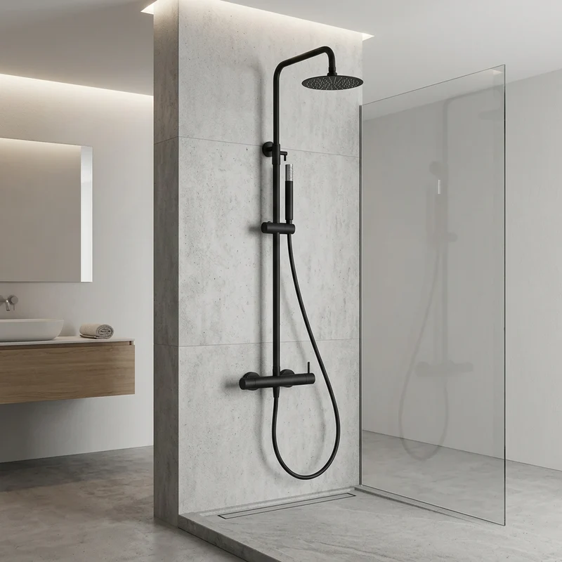 Columna de ducha Monomando Serie Monza Acabado Negro Mate -Imex