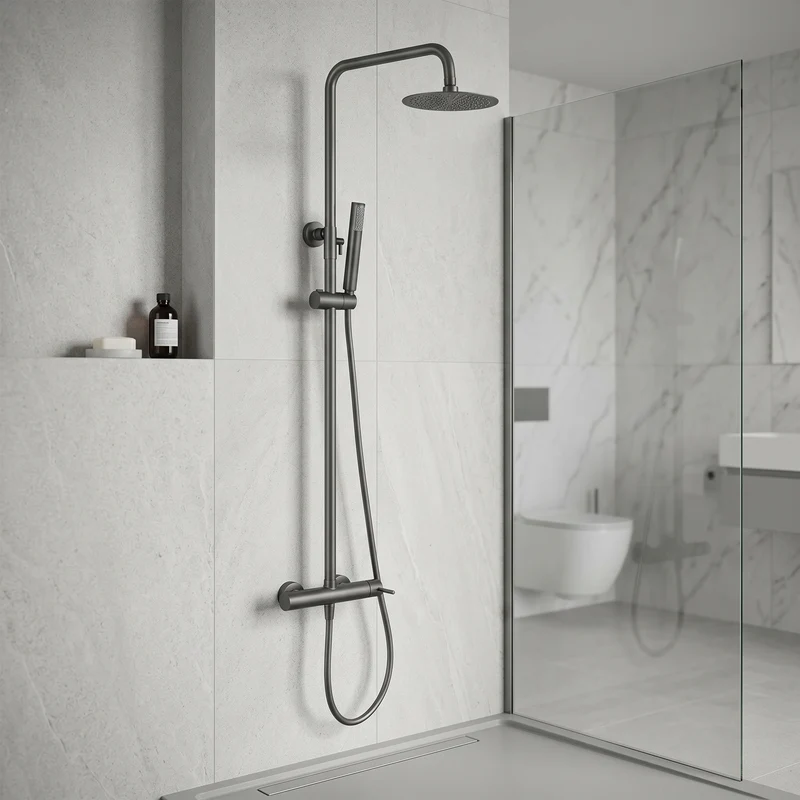 Columna de ducha Monomando Serie Monza Acabado Black Gun Metal -Imex