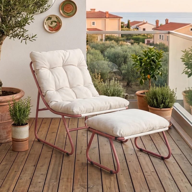 Conjunto de muebles de jardín Malmö sillón con reposapiés [casa.pro]