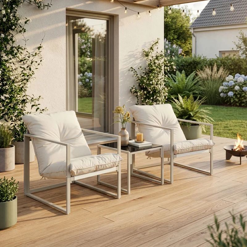 Conjunto de muebles de jardín Karg mesa + 2 sillones [casa.pro]