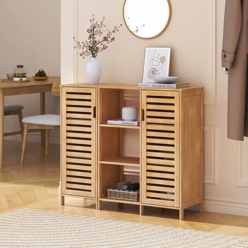 Aparador de 2 piezas Hakseri 87x99x33cm - Bambus [en.casa]