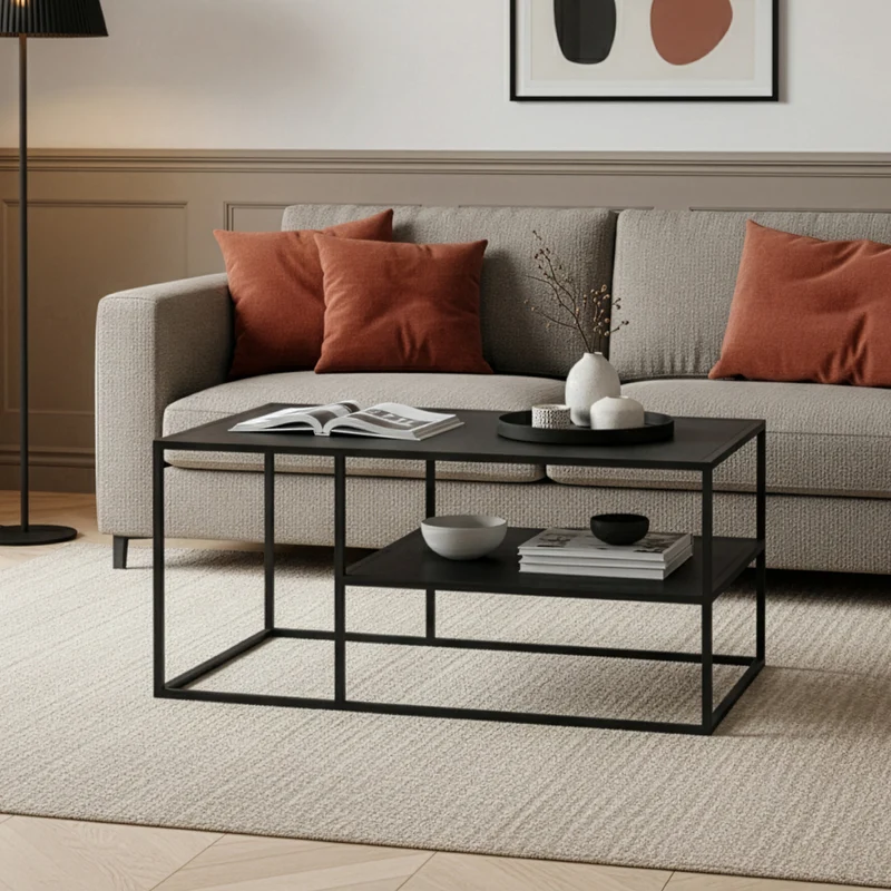 Mesa de centro Solund rectangular acero 45 x 90 x 60 cm [en.casa]