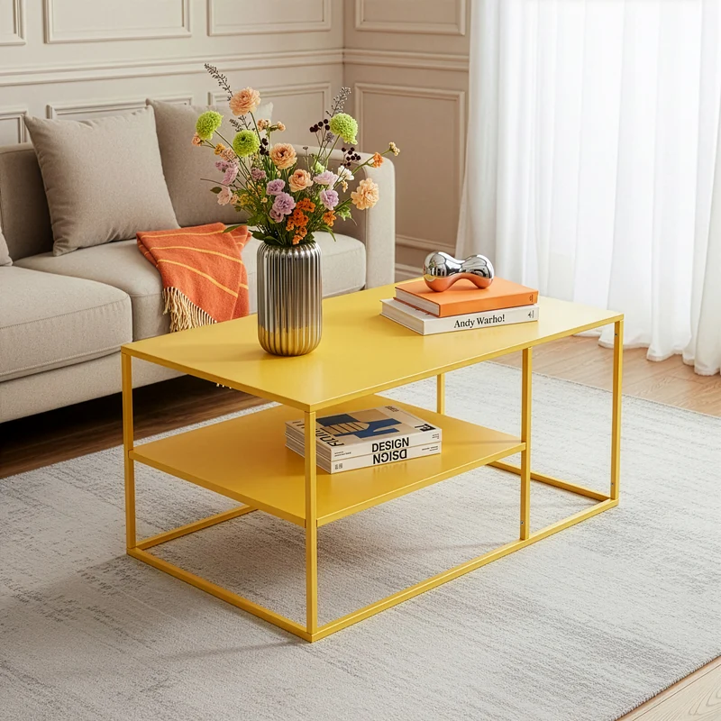 Mesa de centro Solund rectangular acero 45 x 90 x 60 cm [en.casa]