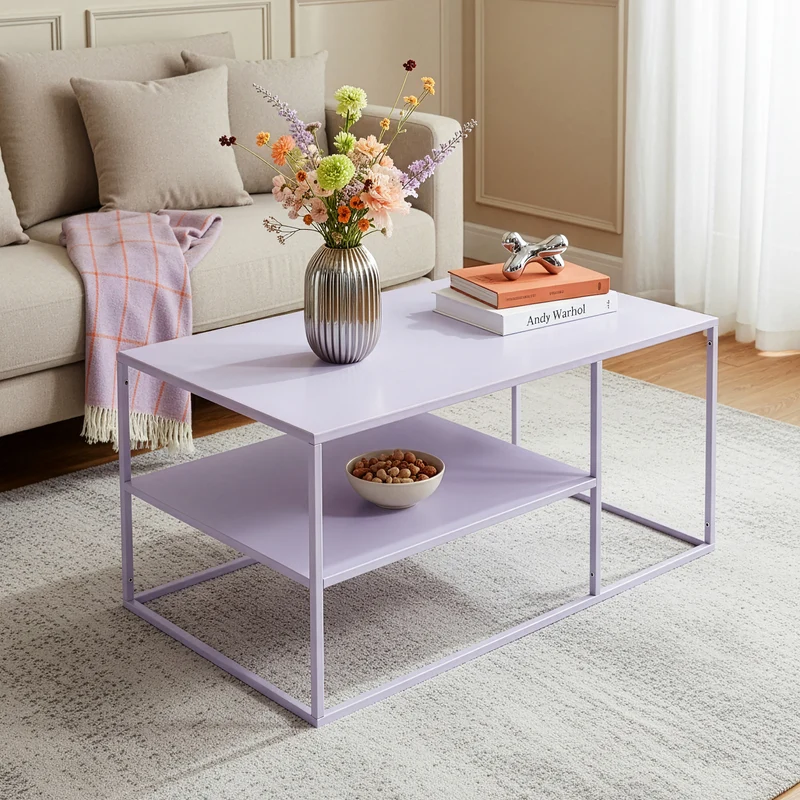 Mesa de centro Solund rectangular acero 45 x 90 x 60 cm [en.casa]