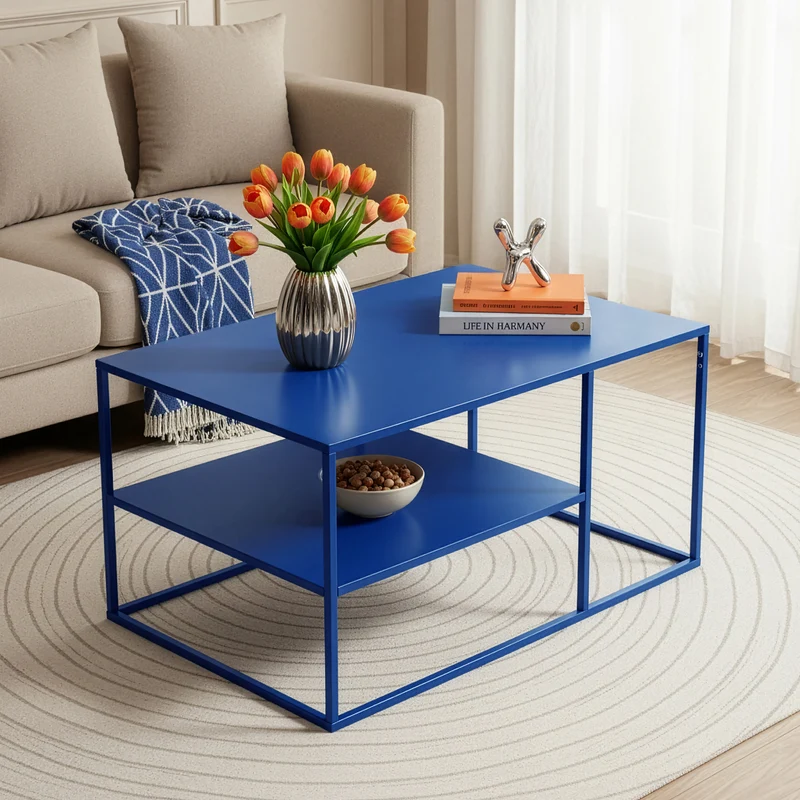 Mesa de centro Solund rectangular acero 45 x 90 x 60 cm [en.casa]