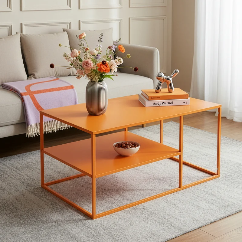 Mesa de centro Solund rectangular acero 45 x 90 x 60 cm [en.casa]
