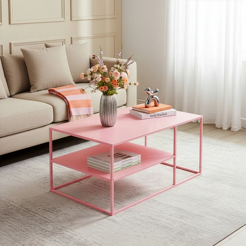 Mesa de centro Solund rectangular acero 45 x 90 x 60 cm [en.casa]