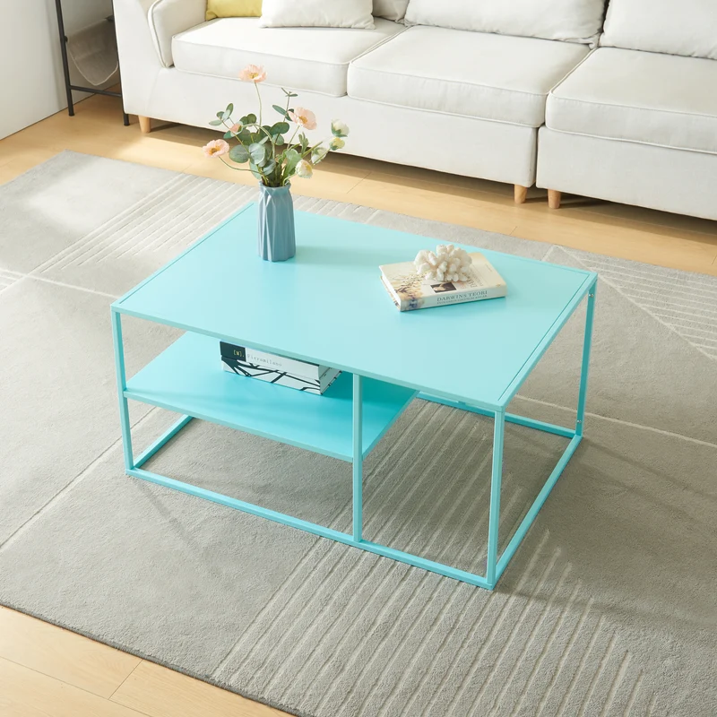 Mesa de centro Solund rectangular acero 45 x 90 x 60 cm [en.casa]