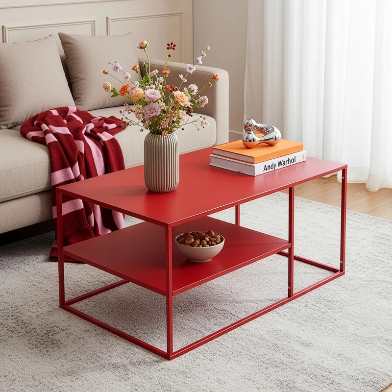 Mesa de centro Solund rectangular acero 45 x 90 x 60 cm [en.casa]