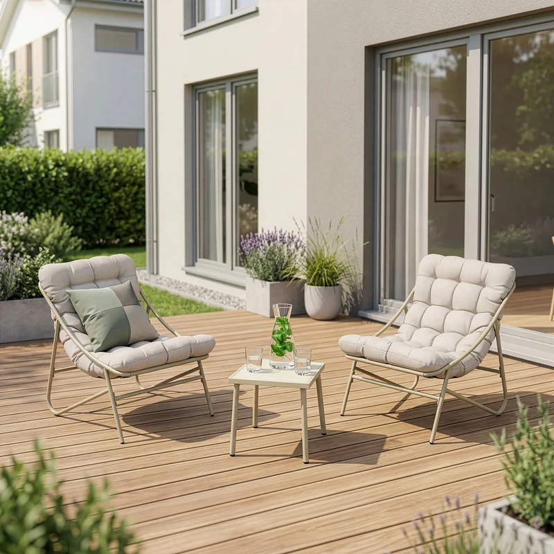 Juego de muebles de jardín Trölleping 3 piezas - Beige [en.casa]