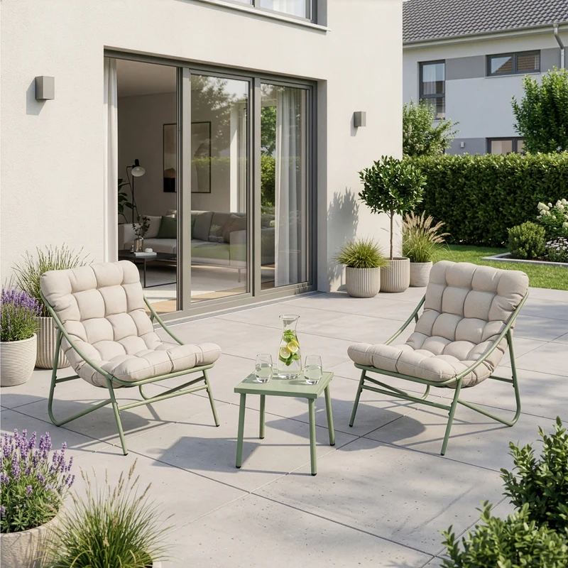 Juego de muebles de jardín Trölleping 3 piezas - Beige [en.casa]