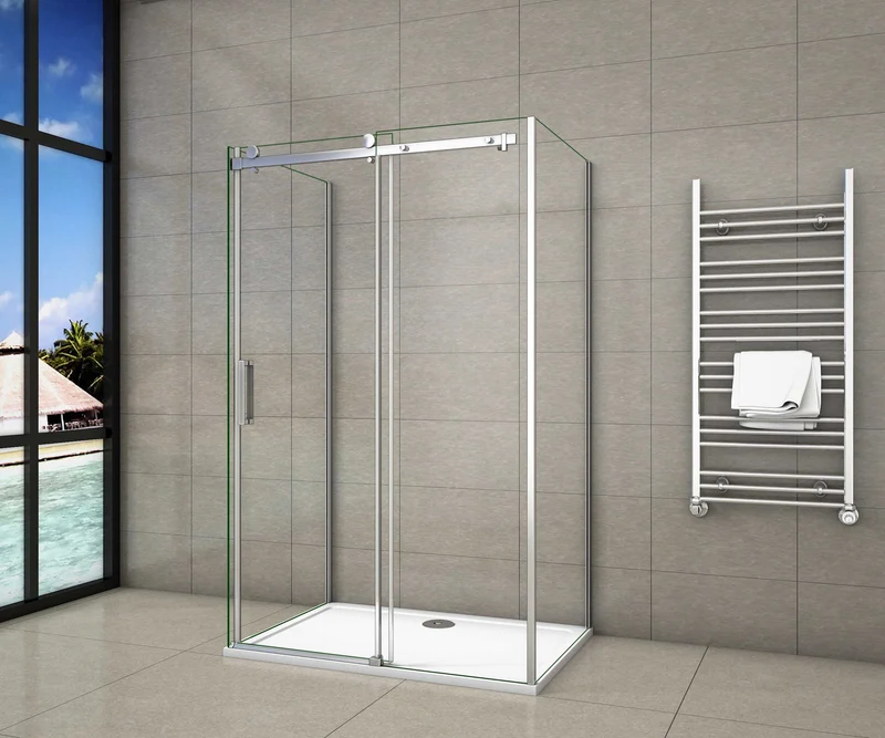 Ducha cabina de ducha, en forma U, mampara de 8 mm con tratamiento antical cristal templado