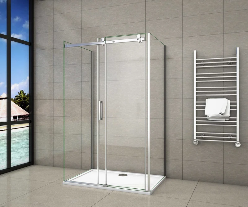 Ducha cabina de ducha, en forma U, mampara de 8 mm con tratamiento antical cristal templado