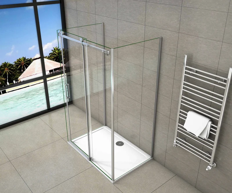 Ducha cabina de ducha, en forma U, mampara de 8 mm con tratamiento antical cristal templado