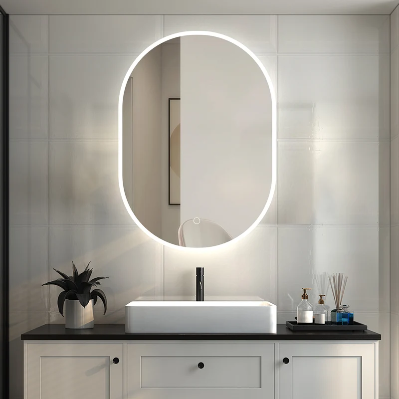 Espejo de baño Aica LED 50 x 100 cm, ovalado, función memoria, luz blanca 6000k