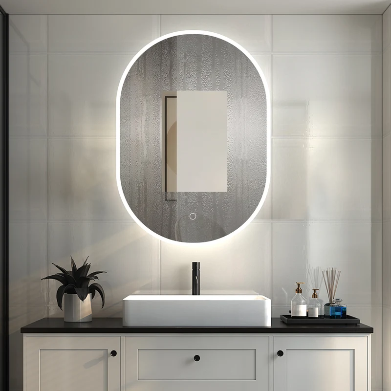 Espejo de baño Aica LED 50 x 100 cm, ovalado, función memoria, luz blanca 6000k