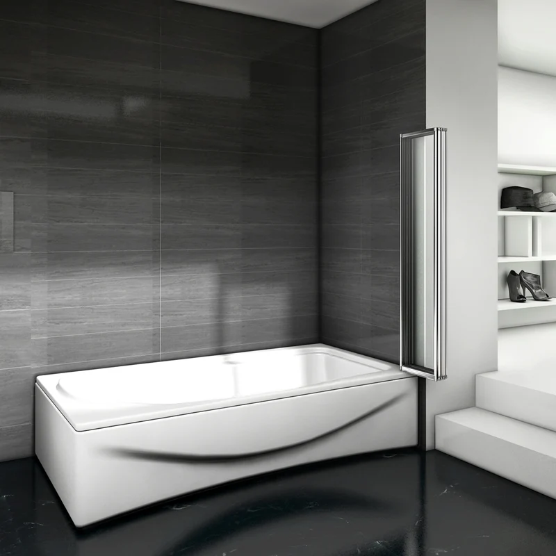 Mamparas Tina Bañera Pantalla Cristal 4mm Biombo 5 veces Plegable vidrio templado Baño Ducha 120x140cm