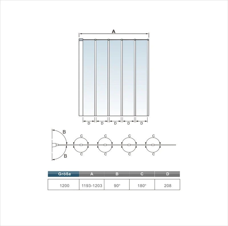 Mamparas Tina Bañera Pantalla Cristal 4mm Biombo 5 veces Plegable vidrio templado Baño Ducha 120x140cm