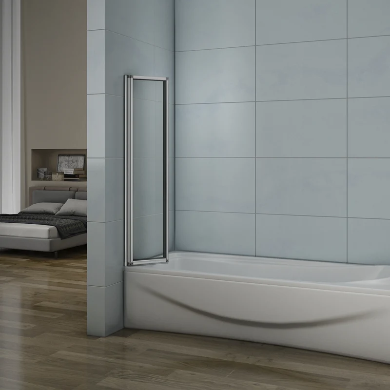 Pared plegable de bañera, Mampara de Cristal para Ducha Cristal 4mm 120x140cm Perfil Gris Mate